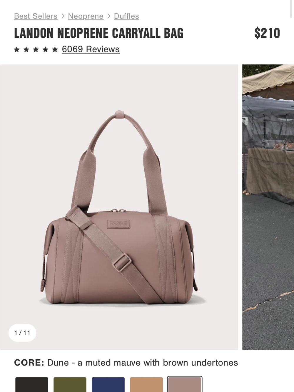 Dagne Dover Landon Neoprene Carryall Bag — Dune Mauve